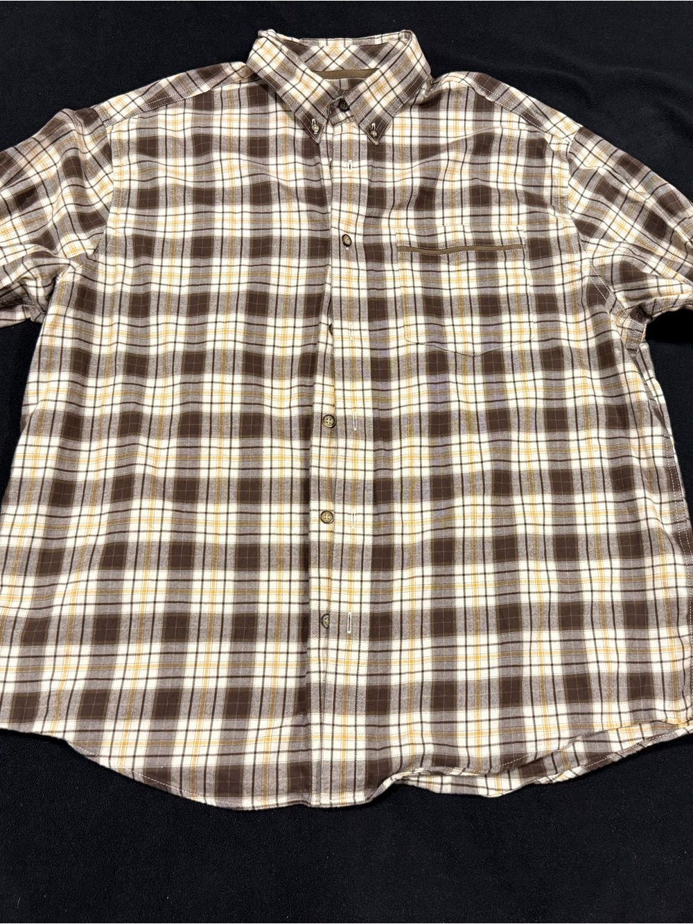 Cabela's Brown and Cream Plaid Button-Down Shirt